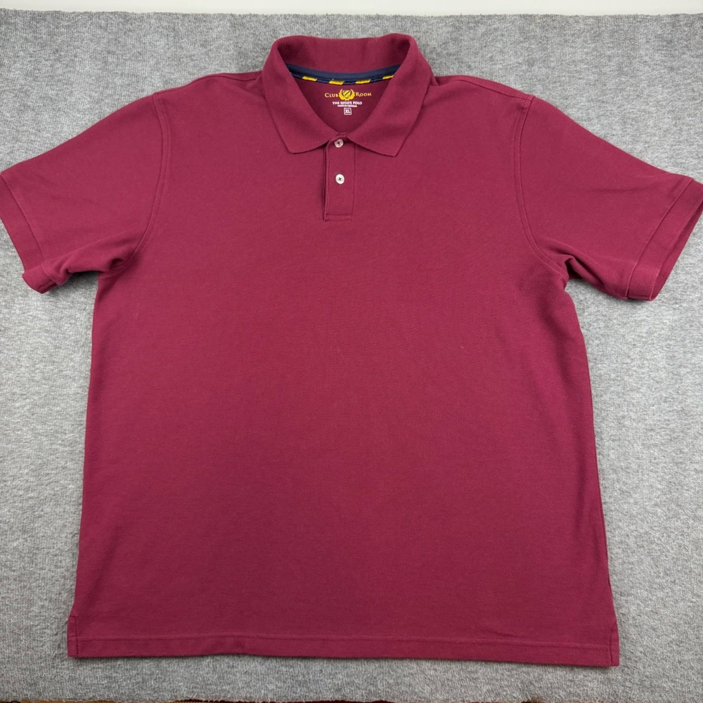 Club Room Estate Polo Mens XL Burgundy Short Sleeve Pique Knit Cotton Blend